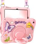 Kidcube for Samsung Galaxy Tab A9 Plus Case 11 Inch - for Girls Cute Girly Kawaii 3D Butterfly Design Cover with Rotating Stand &amp Strap Unique Silicone Teens Women for Samsung A9 Plus Tablet Cases