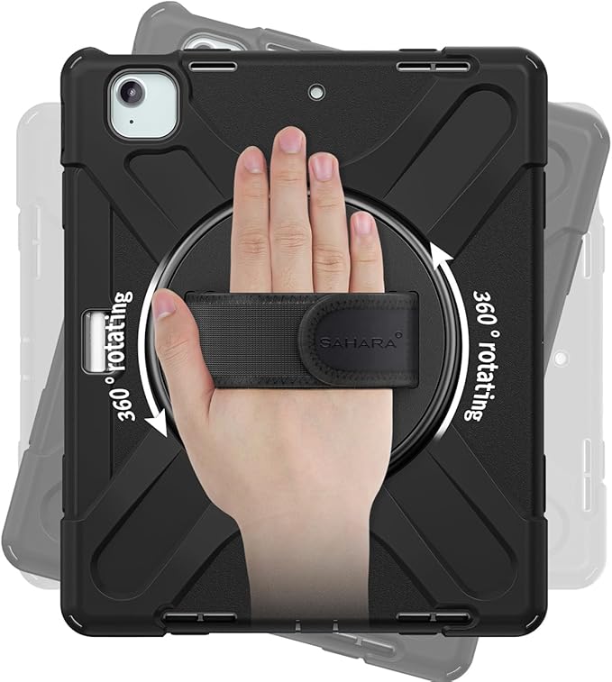Sahara for iPad Air 13-inch (M4 2026 / M3 2025 / M2 2024) Case - Heavy-Duty Protective Cover with Screen Protector Kickstand Rotating Hand Strap &amp Shoulder Strap Raider-X Series