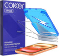 COKER 2PACK Tempered Glass Screen Protector Designed for iPhone 17 Pro Max Rounded Edge 9H Hardness Shatterproof Anti-Scratch Anti-Fingerprint Touch Sensitive Easy Installation