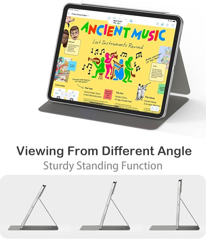 Feams V Fold Case for iPad (A16) 11th Generation 11 Inch 2025 iPad 10th Generation 10.9 Inch 2022 V-Shaped Standing Magnetic Detachable Clear Back Case with Portrait Mode &amp Auto Sleep Cream Whi
