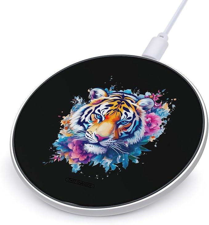 Tiger Print Wireless Charger Anti-Slip Wireless Charging Pad Slim Charger Mat for Men Women