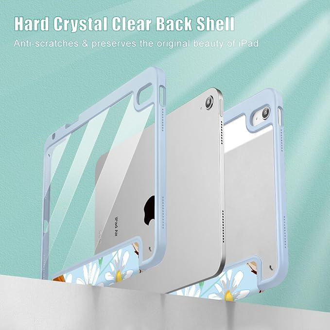 Case for iPad Air 11'' (M4 2026/M3 2025/M2 2024)/ iPad Air 10.9'' Air 5th /4th Gen Shockproof Cover with Clear Back Shell &amp Penceil Holder Auto Wake/Sleep Stand Cover Cute Corgi Dog