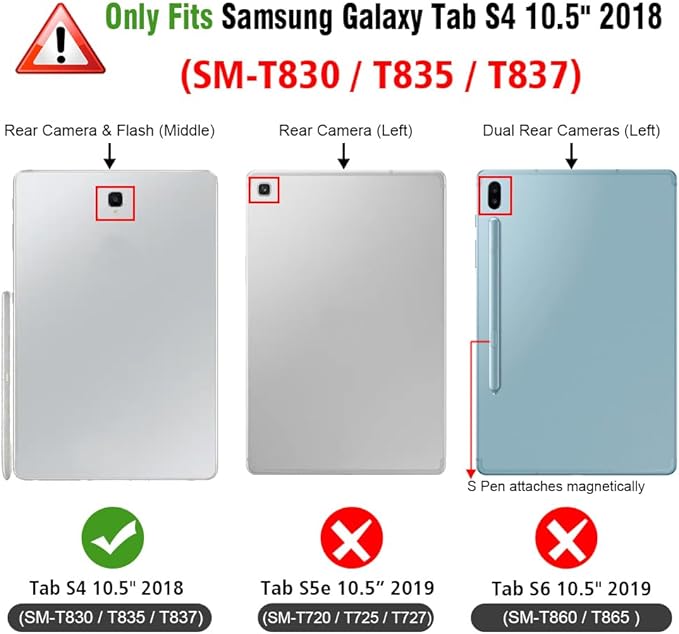 Fintie Shockproof Case for Samsung Galaxy Tab S4 10.5 2018 Model SM-T830/T835/T837 [Tuatara Magic Ring] [360 Rotating] Multi-Functional Grip Stand Carry Cover w/Built-in Screen Protector Black