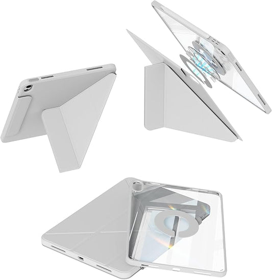 Y-Shaped Detachable Case for iPad (A16) 11th/10th Generation (2025/2022) Clear 360°Rotating Magnetic Back Multi-Stand &amp Shockproof Hybrid Cover for iPad 11/10 Auto Wake/Sleep Gray
