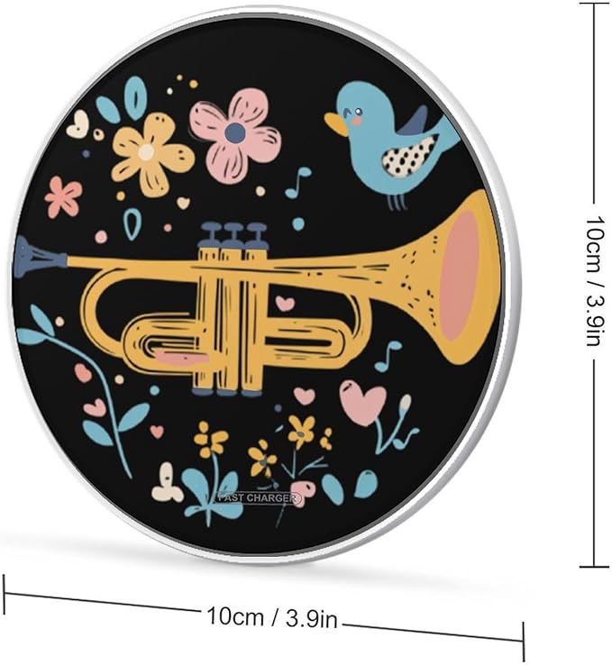 Cute Trumpet Birds Flowers Phone Charger Magnetic Charging Pad Anti-Slip with USB Cable