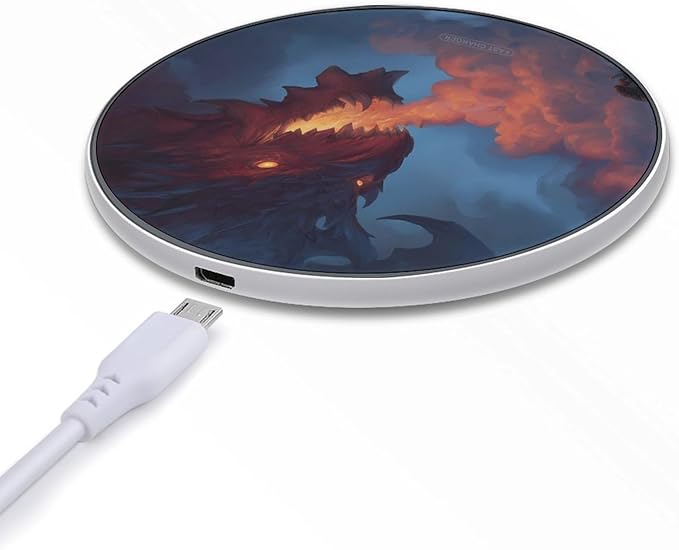 Dragon Breathing Fire Fast Portable Charger 10W Funny Graphic Phone Charging Pad with USB Cable