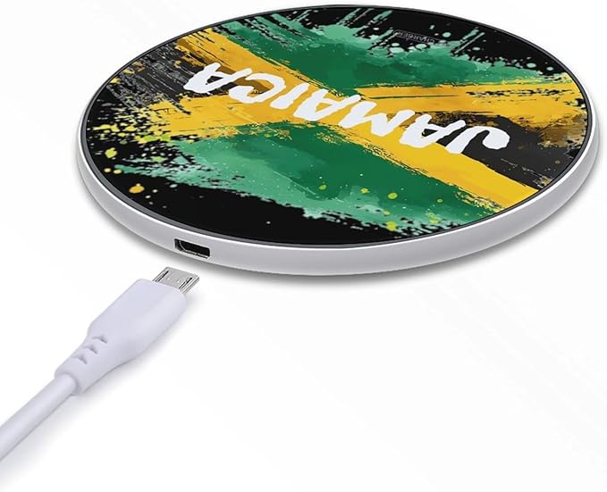 Jamaica Jamaican Flag Fast Portable Charger 10W Funny Graphic Phone Charging Pad with USB Cable