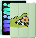 Cute Kawaii Capybara Crocodile for iPad Air 3 Case with Pencil Holder Auto Sleep/Wake Green Leather Soft TPU Back Cover for iPad Pro 10.5 Inch 2017