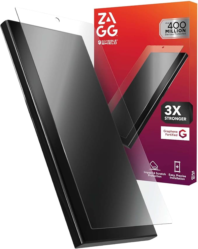 ZAGG Glass+ Samsung Galaxy S25 Ultra Screen Protector – Extreme Impact &amp Shatter Protection Scratch-Resistant Smudge-Resistant Fingerprint Scanner Compatible InvisibleShield Easy Installation