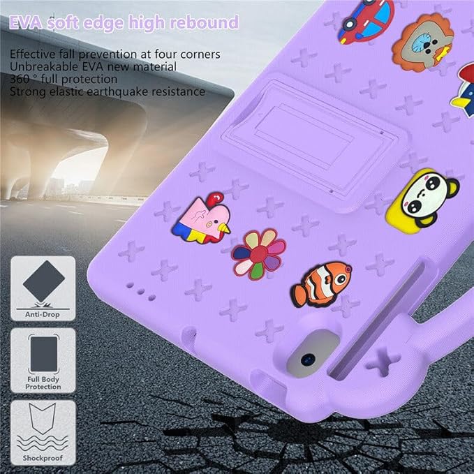 Compatible with Lenovo Tab M10 Plus(3rd Gen) 10.6 (2022)/Huawei MatePad Pro 10.8 (2019/2021)/SE 10.4(2023)/Samsung Tab A8 10.5 Tablet Case Kids Case with Shoulder Strap - Light Purple