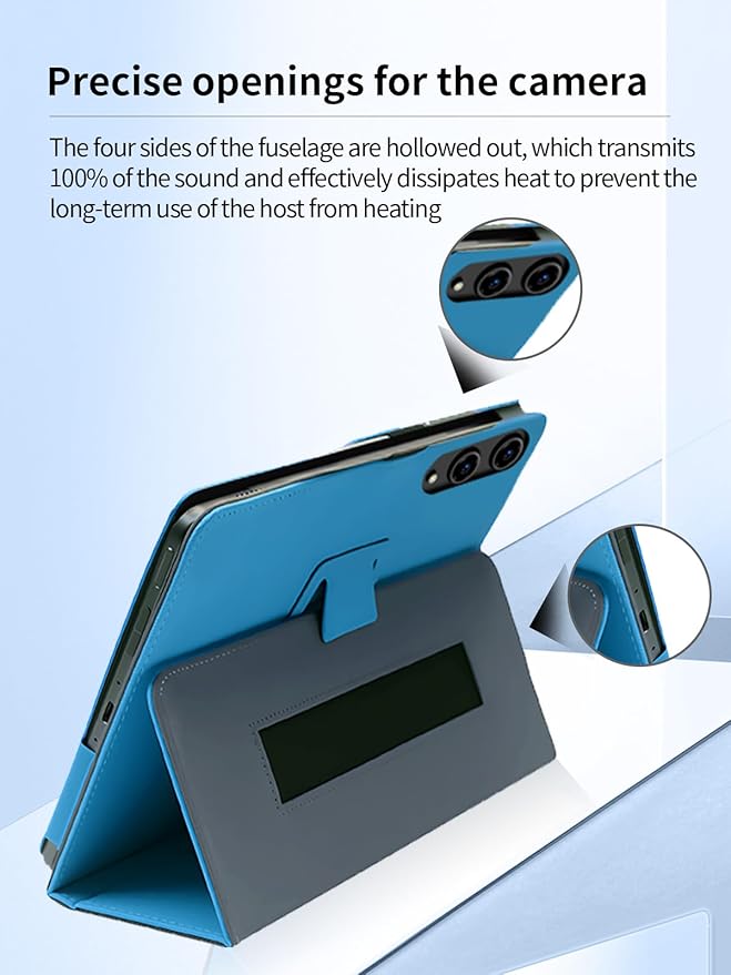 Case for Teclast T65 Tablet 13.4 inch Android 15 TabletsUYRUREL Leather Slim Folding Stand Cover with Hand Strap Magnet for Men Women Full ProtectionSkyBlue.