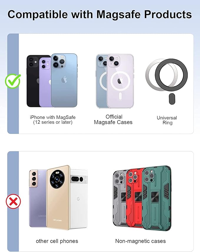 Miroddi for MagSafe Wallet with Privacy Flap Strongest Magnetic Card Holder for iPhone 17 iPhone 16/15/14/13/12 Series Detachable Leather Magnetic Phone Wallet RFID Blocking Fit 7 Cards Blue