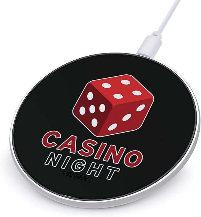 Casino Night Dice Fast Portable Charger 10W Funny Graphic Phone Charging Pad with USB Cable
