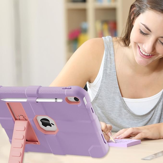 Case for iPad (A16) 11th Generation 11 Inch 2025 / iPad 10th Generation 10.9 Inch 2022 Rugged Heavy Duty Protective Cover [Built-in Pencil Holder ] for iPad 11/10 Gen (EggplantPurple)