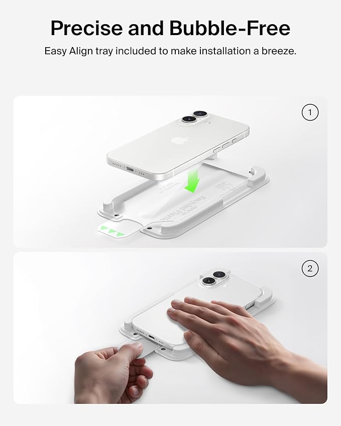 Belkin ScreenForce InvisiGlass Privacy Screen Protector for iPhone 17/16 Pro Scratch-Resistant Impact Protection w/Included Easy Align Tray for Bubble Free Application - Made with Recycled Glass