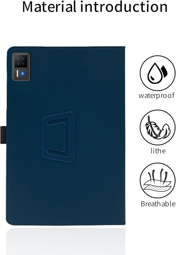 for DOOGEE U13 2025 13 Inch Android Tablet CaseBOVUGAC Folding Stand Protective Cover with Pencil Holder and Wrist StrapFull Protection Premium PUScratch Resistant(Dark Blue)