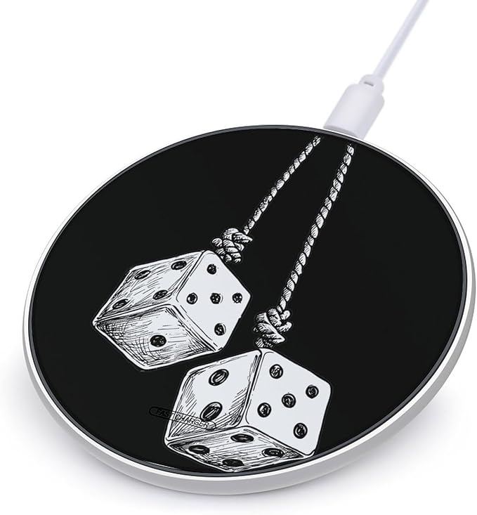 Two Dice Hanging on A Rope Phone Charger Magnetic Charging Pad Anti-Slip with USB Cable