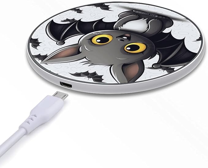 Cute Bat Wireless Charger Fast Wireless Charging Pad with USB Cable 10W Anti-Slip Magnetic Wireless Charger Portable Slim Charger Puck Travel Charging Station