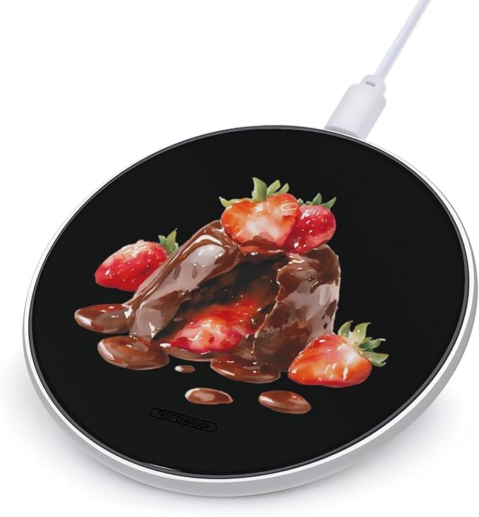 Strawberry Chocolate Flowing Fast Portable Charger 10W Funny Graphic Phone Charging Pad with USB Cable