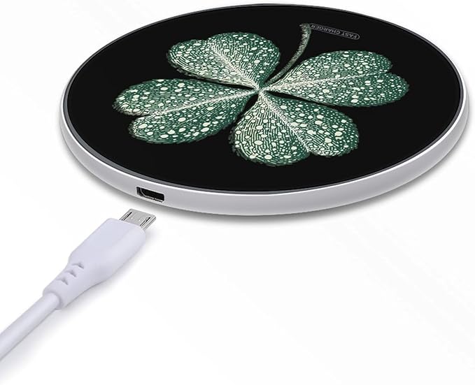 Four-Leaf Clovers Fast Portable Charger 10W Funny Graphic Phone Charging Pad with USB Cable
