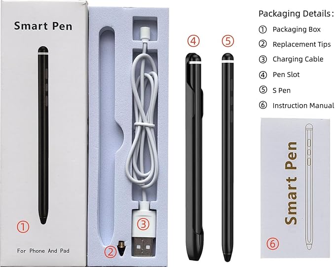 Z Fold 7 S Pen (WithBluetooth) for Samsung Galaxy Z Fold 7/ Fold 6 Fold EditionStylus Pen for Samsung Galaxy Tablet Android Microsoft Surface AMZ Fire HDApple All Touch Screen Devices (Black)