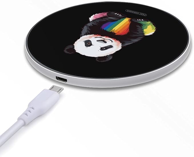 Rainbow Panda Wireless Charger Anti-Slip Wireless Charging Pad Slim Charger Mat for Men Women