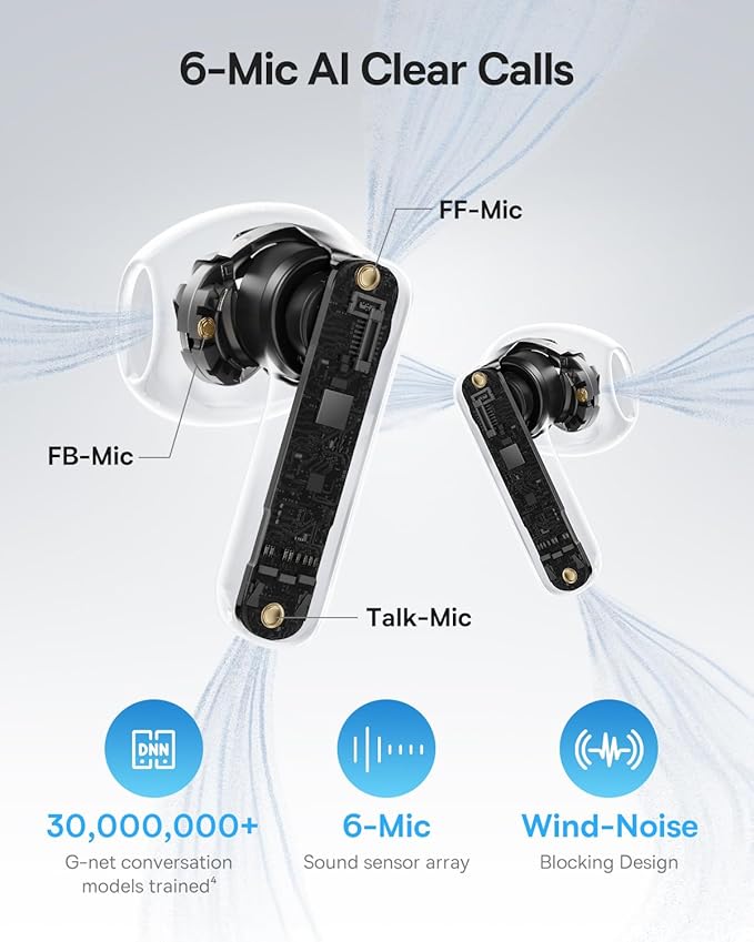 Baseus BS1 NC Semi-in-Ear Noise Cancelling Earbuds with Adaptive Hybrid ANC No Ear Pressure Hi-Res Audio (LDAC) 40H Playtime 4g Ultra-Lightweight Fit 6-Mic AI Clear Call