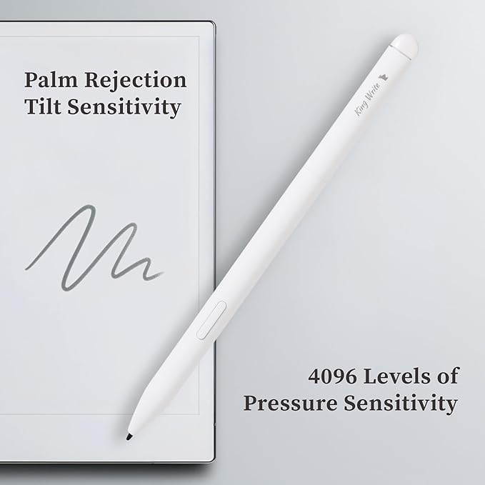 MR05 EMR Stylus for Kindle Scribe/Remarkable 2 with Digital Eraser 4096 Pressure Sensitivity Palm Rejection Digital Pen for EMR Devices/Tablet with 10 Tips-White
