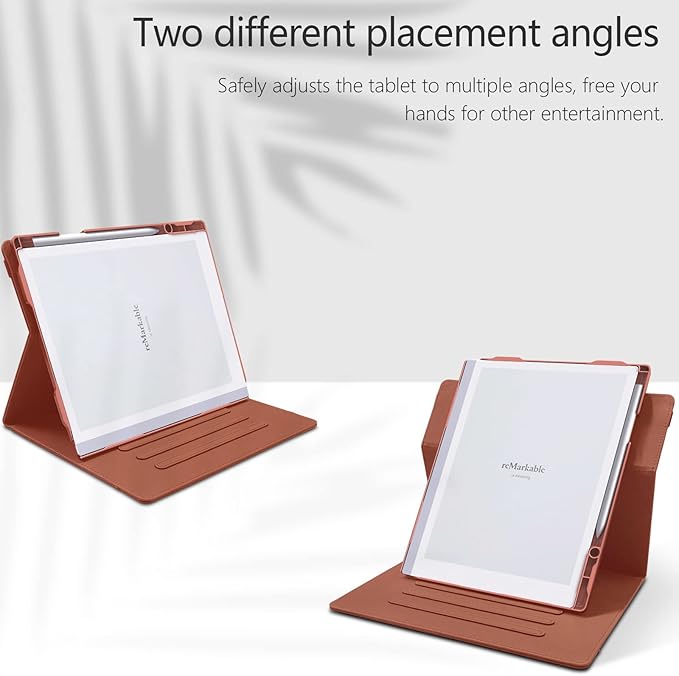E NET-CASE Case for Remarkable 2 Tablet 10.3 inch (2020 Released) - New Upgraded Design 360 Degree Rotating Stand Cover for Remarkable 2 Digital Paper with Pencil Holder (Brown)