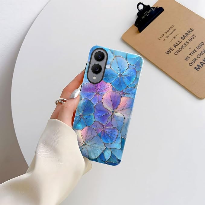 Blue Hydrangea Floral Stained Glass Aesthetic