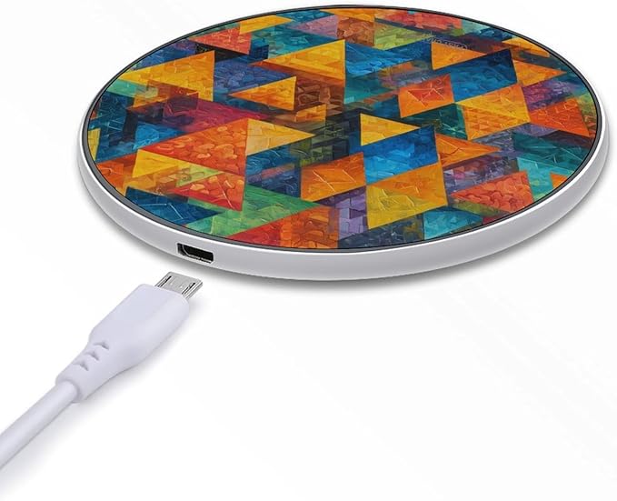 Colorful Triangles Geometry Phone Charger Magnetic Charging Pad Anti-Slip with USB Cable