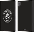 Head Case Designs Officially Licensed Manchester City Man City FC Black White Mono Badge Leather Wallet Case Compatible with Apple iPad Pro 11 M4/M5 2024/2025