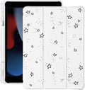Cute Y2K Star for iPad mini 7 A17 Pro 2024/iPad Mini 6 Case with Pencil Holder Auto Sleep/Wake White Leather Soft TPU Back Cover