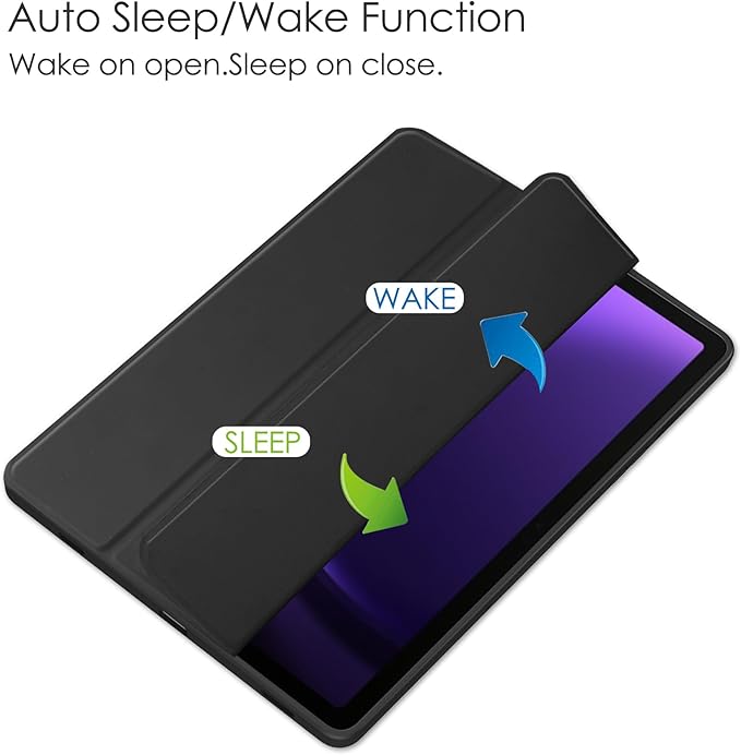 for Samsung Galaxy Tab S10 Lite/ S10 FE/ S9 FE 10.9 Inch Tri-Fold Smart Tablet Case with Pen Holder Shockproof Protective Cover W Transparent Back Shell Auto Wake/SleepBlack