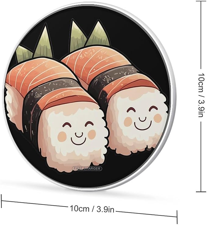 Nori Sushi with Salmon Fish Phone Charger Magnetic Charging Pad Anti-Slip with USB Cable