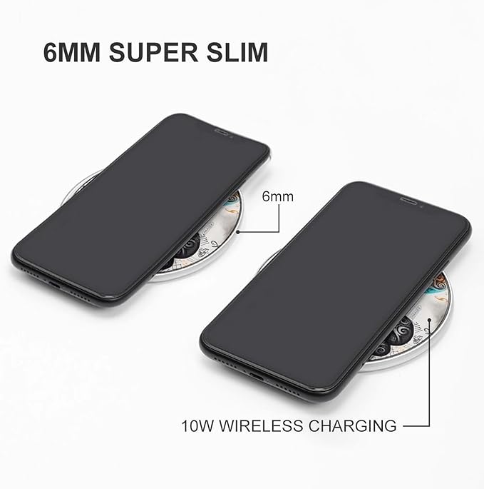 Left and Right Brain Wireless Charger Fast Wireless Charging Pad with USB Cable 10W Anti-Slip Magnetic Wireless Charger Portable Slim Charger Puck Travel Charging Station