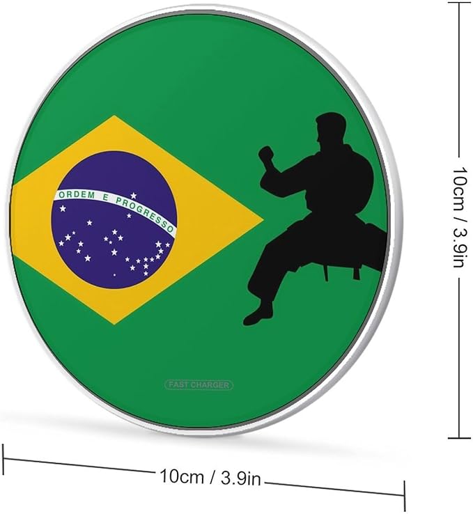 Brazil Jiu-Jitsu Brazilian Flag Phone Charger Magnetic Charging Pad Anti-Slip with USB Cable