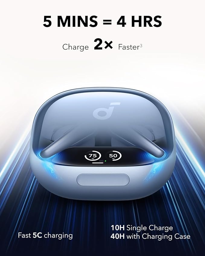 Soundcore Liberty 4 Pro by Anker Noise Cancelling Wireless Earbuds 7-Sensor and Real-Time Adaptive Noise Cancelling 2× Faster Charging Studio-Level Hi-Fi Music Clear Calls with 6 Mics and AI