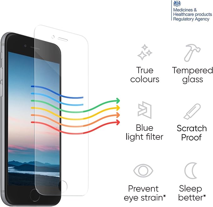 Ocushield Anti Blue Light Tempered Glass Screen Protector for iPhone 7 Plus | iPhone 8 Plus - Protect Your Eyes Reduce Migraines &amp Improve Sleep