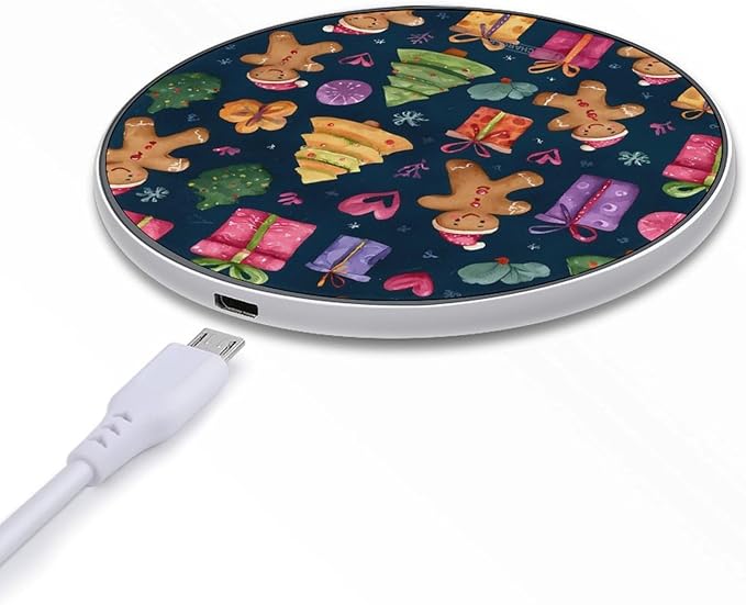 Christmas Gingerbreads Fast Portable Charger 10W Funny Graphic Phone Charging Pad with USB Cable