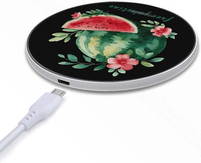 Free Palestine Watermelon Fast Portable Charger 10W Funny Graphic Phone Charging Pad with USB Cable