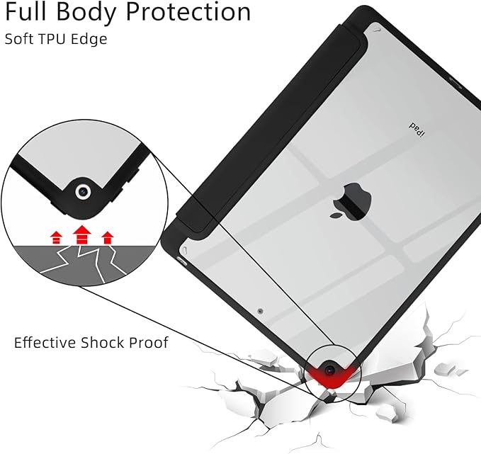 Cute Funny Graffiti Case for iPad Pro 11(M4) 2024 5th Gen Clear Acrylic Hard Back Hybrid Casewith Pencil Holder Trifold Stand Tablet Cover(Model Number:A2836/A2837/A3006) for Girls