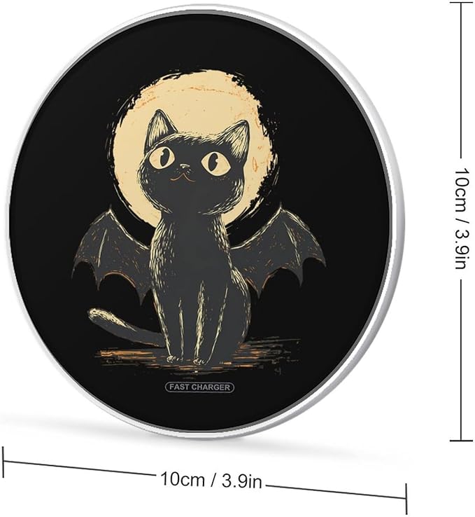 Bat Cat Fast Portable Charger 10W Funny Graphic Phone Charging Pad with USB Cable