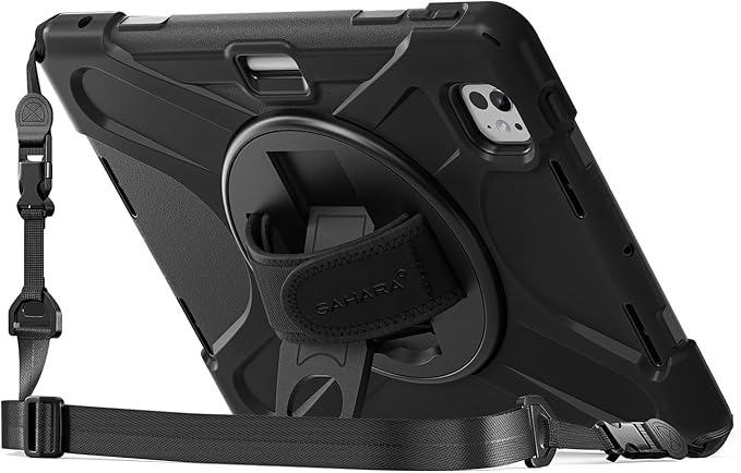 Sahara for iPad Pro 11-inch (M5 2025 / M4 2024) Case - Heavy-Duty Protective Cover with Screen Protector Kickstand Rotating Hand Strap &amp Shoulder Strap Raider-X Series