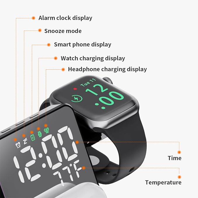 Multi Functional Alarm Clock W669 Black