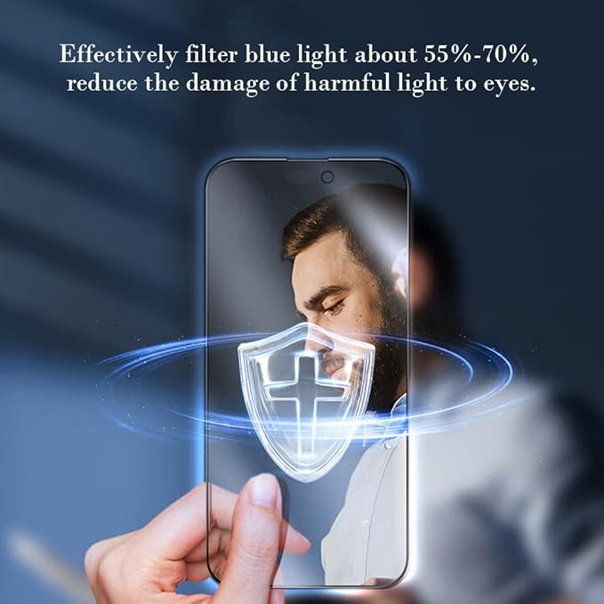 PERFECTSIGHT Sapphire Anti Blue Light Screen Protector Designed for iPhone 14 Pro [Medical-Grade Eye Protection] HD Filter 6 Radiations Shatterproof Diamond Hard Tempered Glass (6.1 inch)