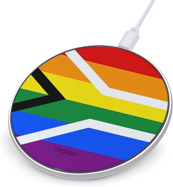 Gay Flag of South Africa LGBT Phone Charger Magnetic Charging Pad Anti-Slip with USB Cable