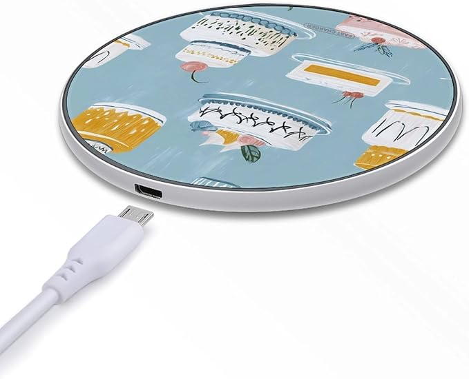 Colorful Cakes Dessert Fast Portable Charger 10W Funny Graphic Phone Charging Pad with USB Cable