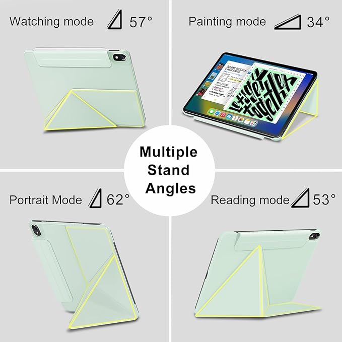 for iPad Air 11 Inch Case M4/M3/M2(2026&amp2025&amp2024)Slim Powerful Magnetic iPad Air 5/4th Case 10.9 Inch4 Standibg AnglesVertical Stand Coverwith Auto Wake/Sleep and with Pencil Holder - Gree