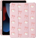Cute Cat Kitten Pink Bow for iPad Air 13 Inch Case M3 2025/M2 2024 with Pencil Holder Auto Sleep/Wake Pink Leather Soft TPU Back Cover